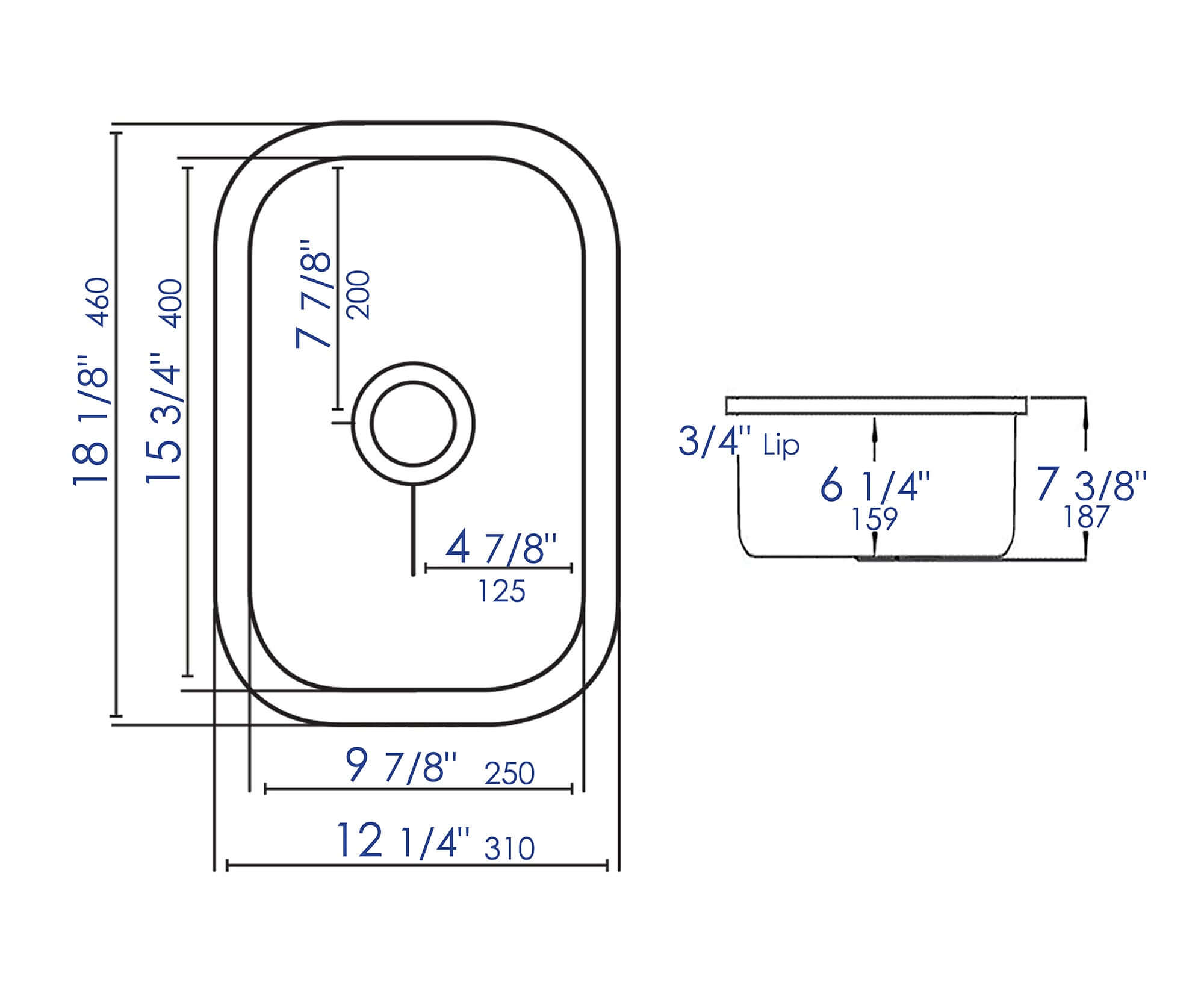 Alternate Image for ALFI brand AB1218 Small Rectangular Fireclay Undermount or Drop In Prep / Bar Sink