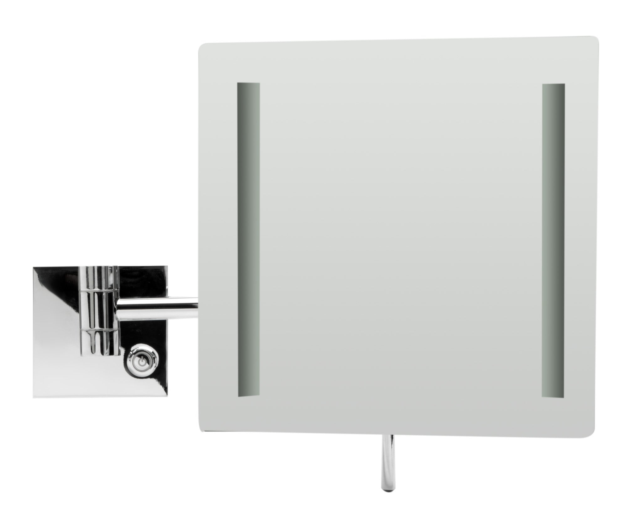 ALFI brand ABM8WLED-PC Polished Chrome Wall Mount Square 8" 5x Magnifying Cosmetic Mirror with Light