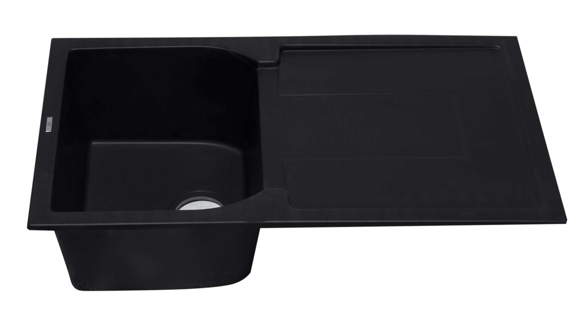 Alternate Image for ALFI 34" Single Bowl Granite Composite Kitchen Sink with Drainboard, Black, AB1620DI-BLA