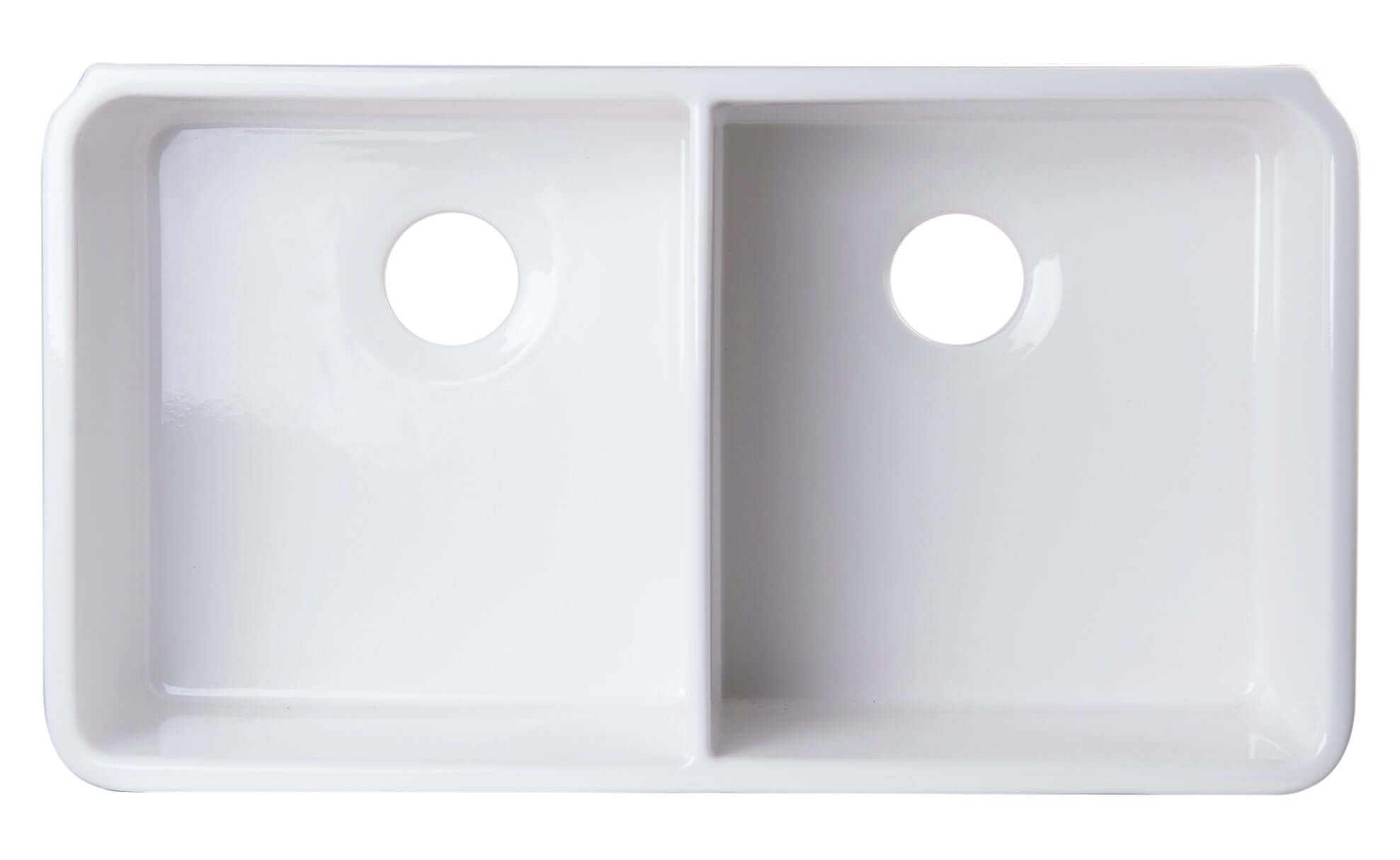 Alternate Image for ALFI 32" Double Bowl Fireclay Farmhouse Apron Sink, White, AB512-W