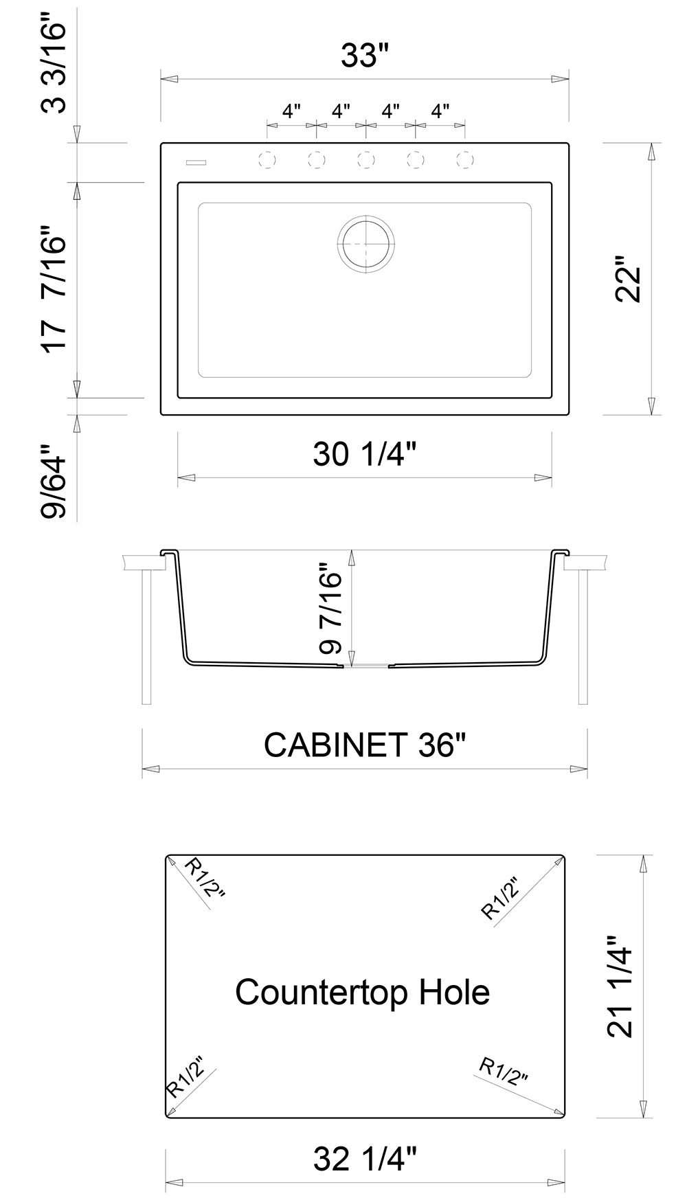 Alternate Image for ALFI White 33" Single Bowl Drop In Granite Composite Kitchen Sink, AB3322DI-W