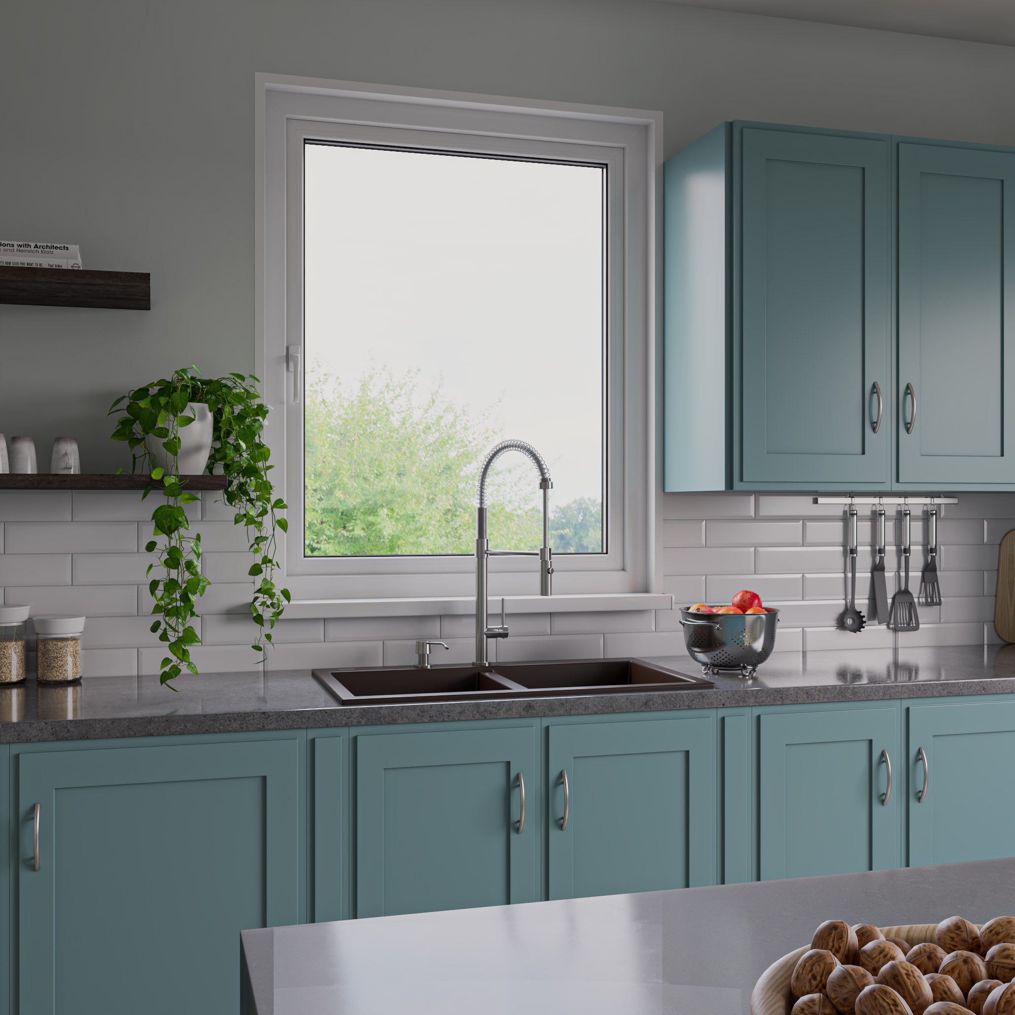 Alternate Image for ALFI brand AB3420DI-C Chocolate 34" Drop-In Double Bowl Granite Composite Kitchen Sink