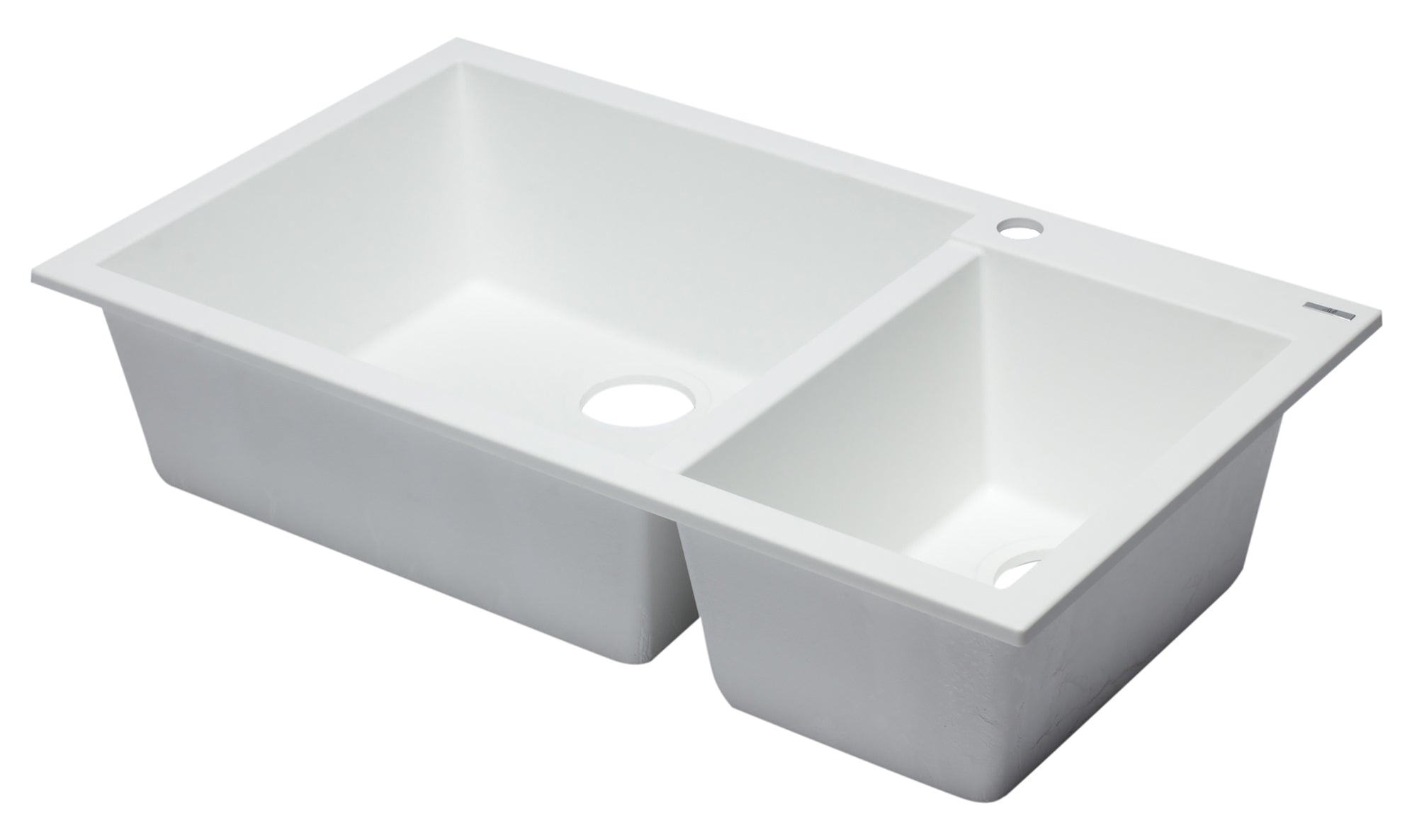 Alternate Image for ALFI White 34" Double Bowl Drop In Granite Composite Kitchen Sink, AB3319DI-W