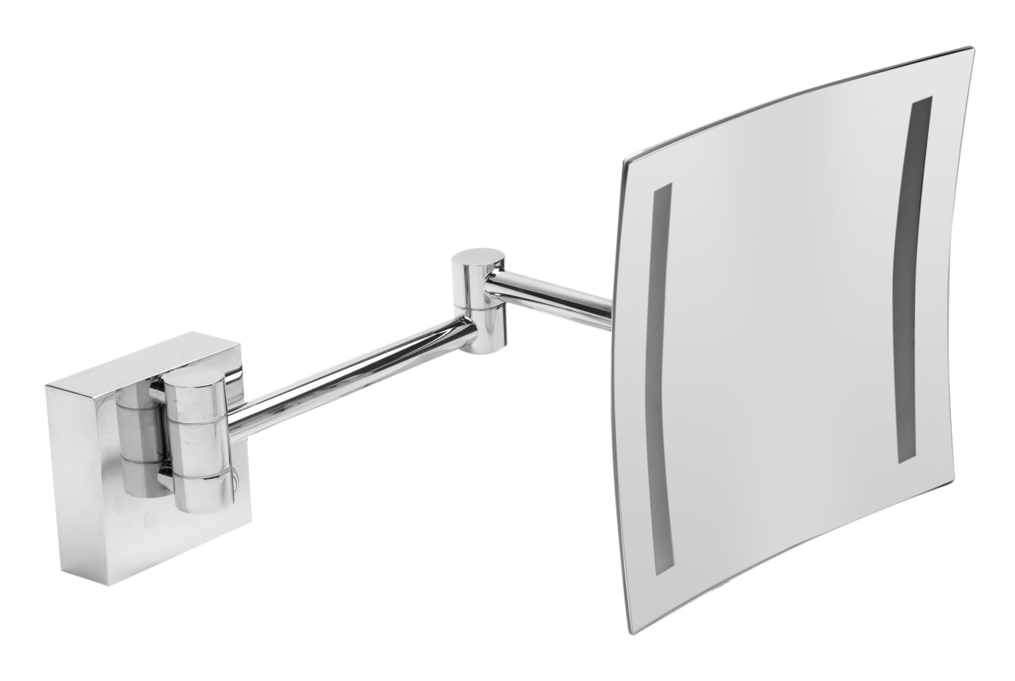 ALFI brand ABM8WLED-PC Polished Chrome Wall Mount Square 8" 5x Magnifying Cosmetic Mirror with Light