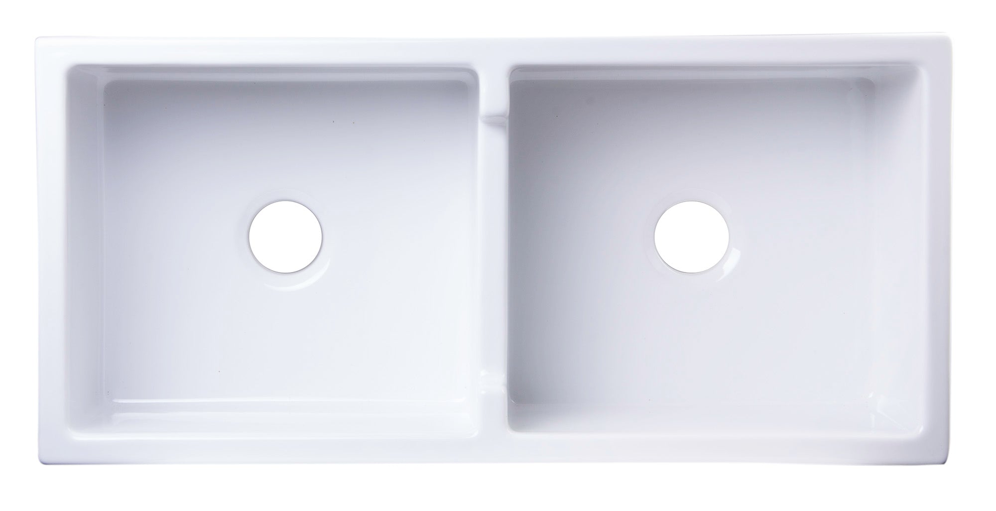 Alternate Image for ALFI 39" Fireclay Double Bowl Bowl Farmhouse Apron Sink, White, AB3918DB-W
