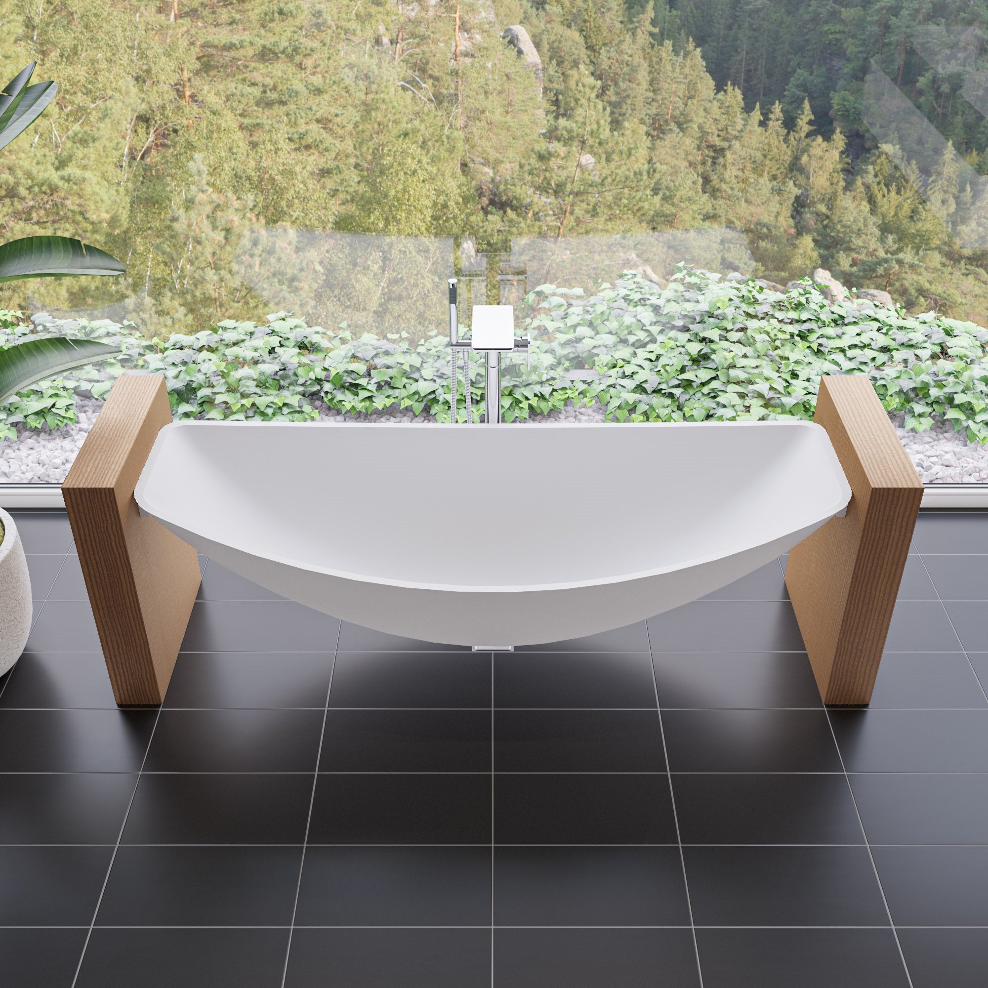 Alternate Image for ALFI brand AB2875-PC Polished Chrome Free Standing Floor Mounted Bath Tub Filler