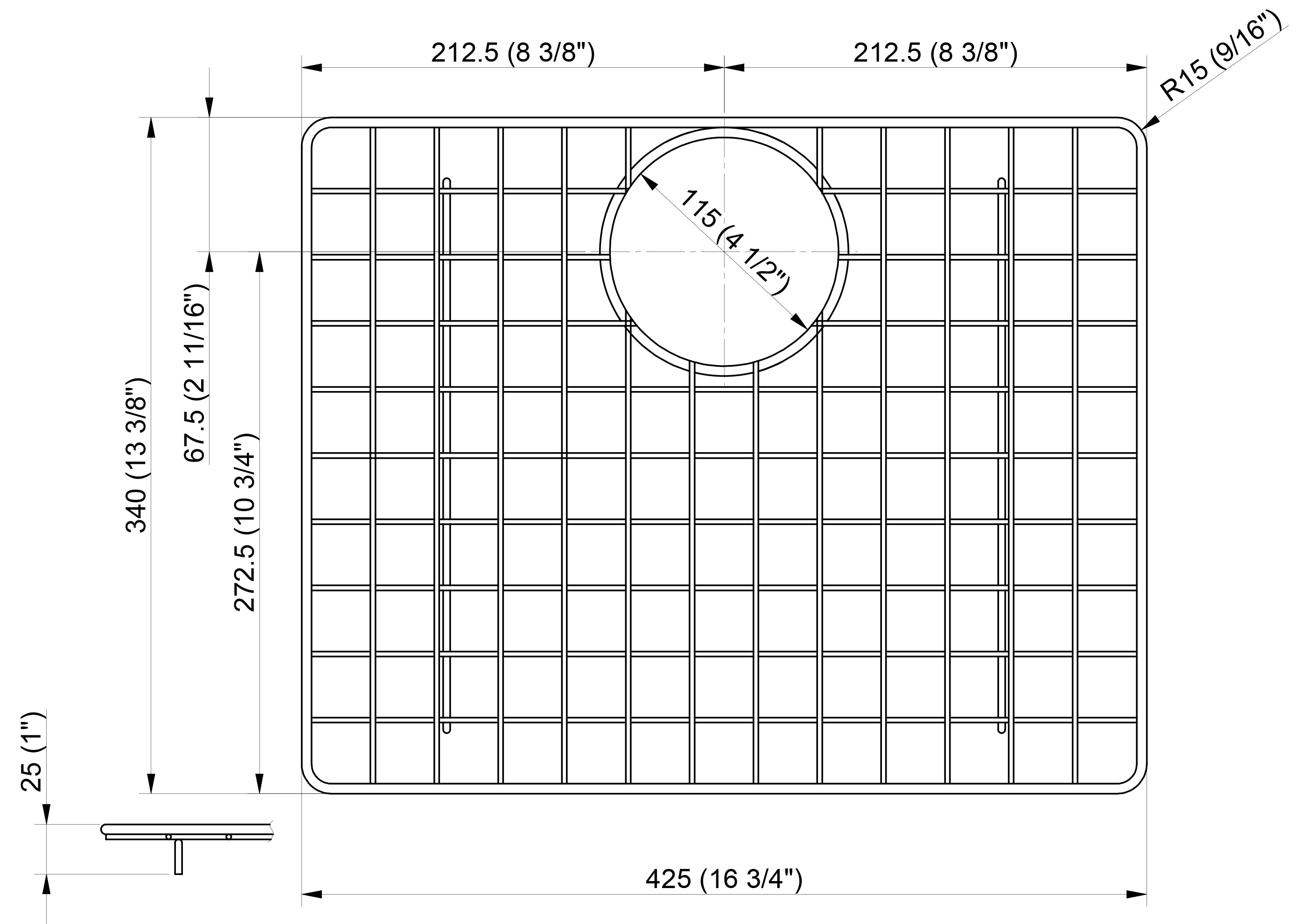 Alternate Image for ALFI brand ABGR2420 Stainless Steel Grid for AB2420DI and AB2420UM