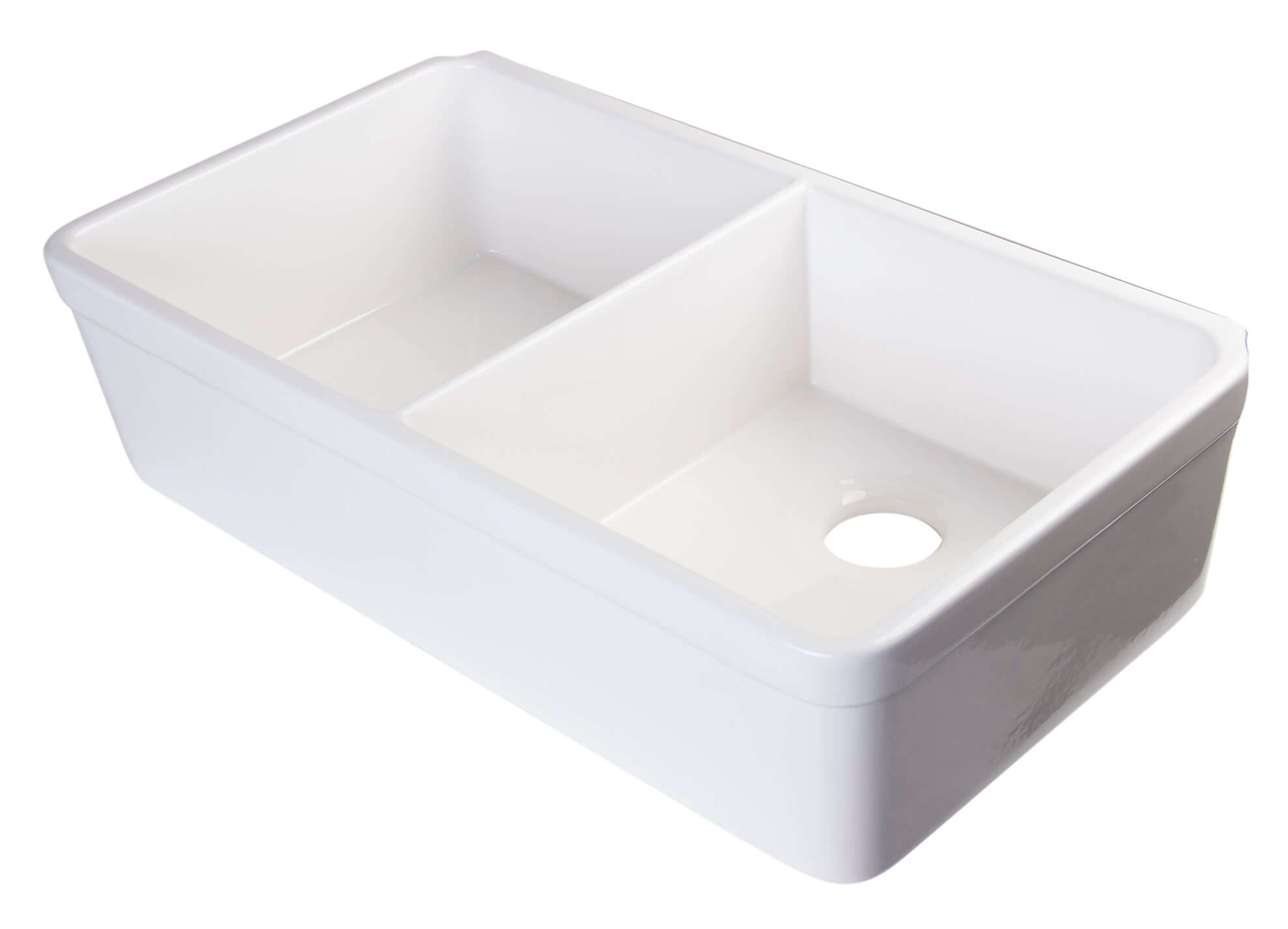 Alternate Image for ALFI 32" Double Bowl Fireclay Farmhouse Apron Sink, White, AB512-W