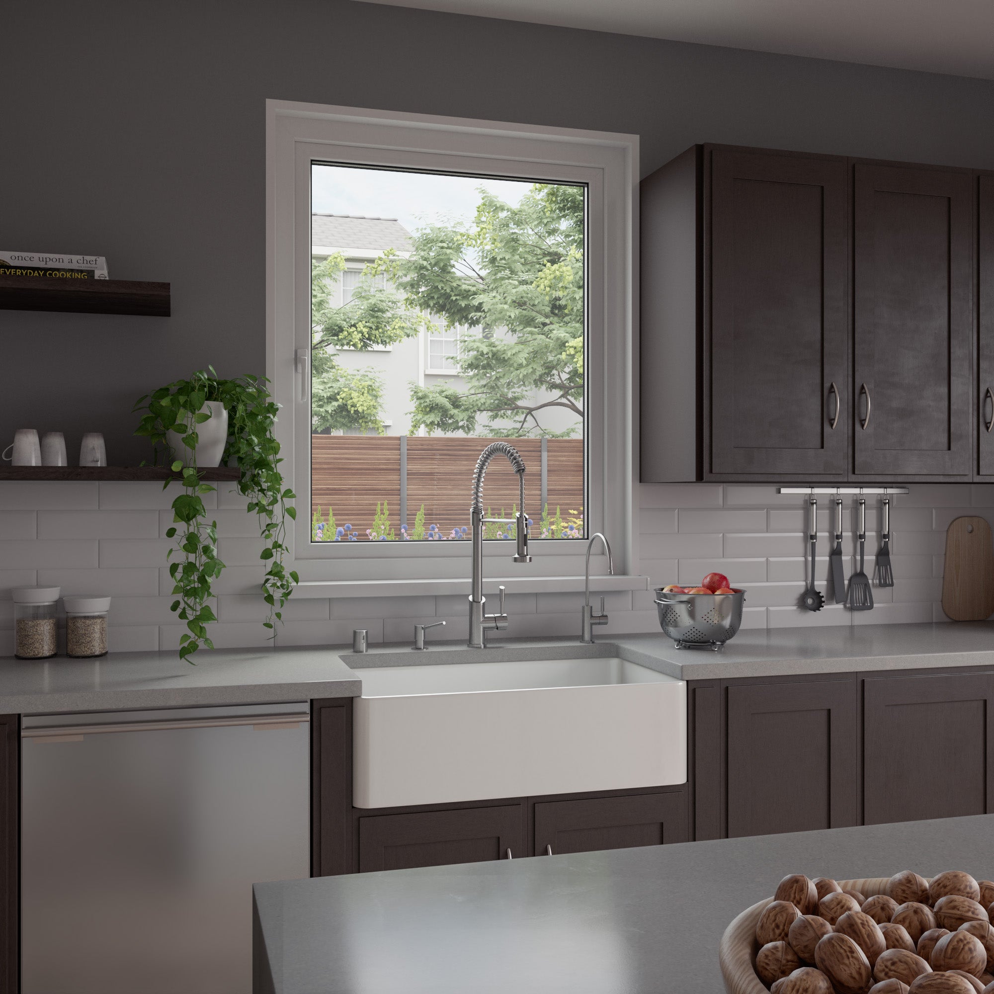 Alternate Image for ALFI brand 33" Fireclay Farmhouse Sink, White, ABF3318S-W