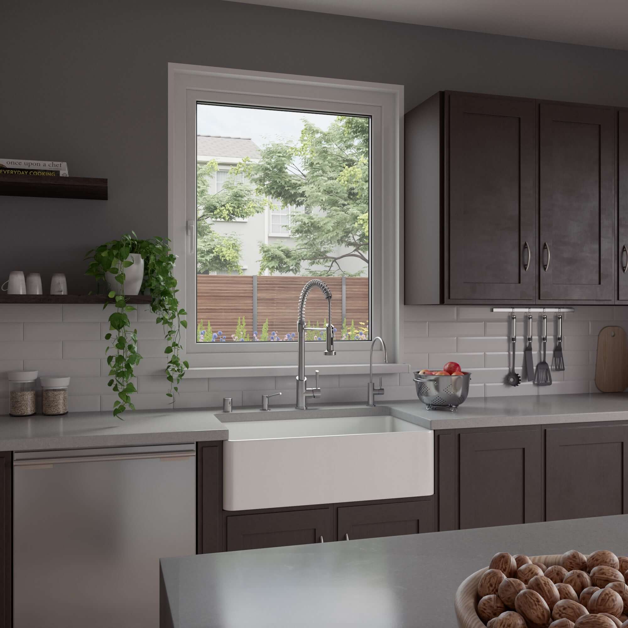 Alternate Image for ALFI brand 33" Fireclay Farmhouse Sink, White, ABF3318S-W