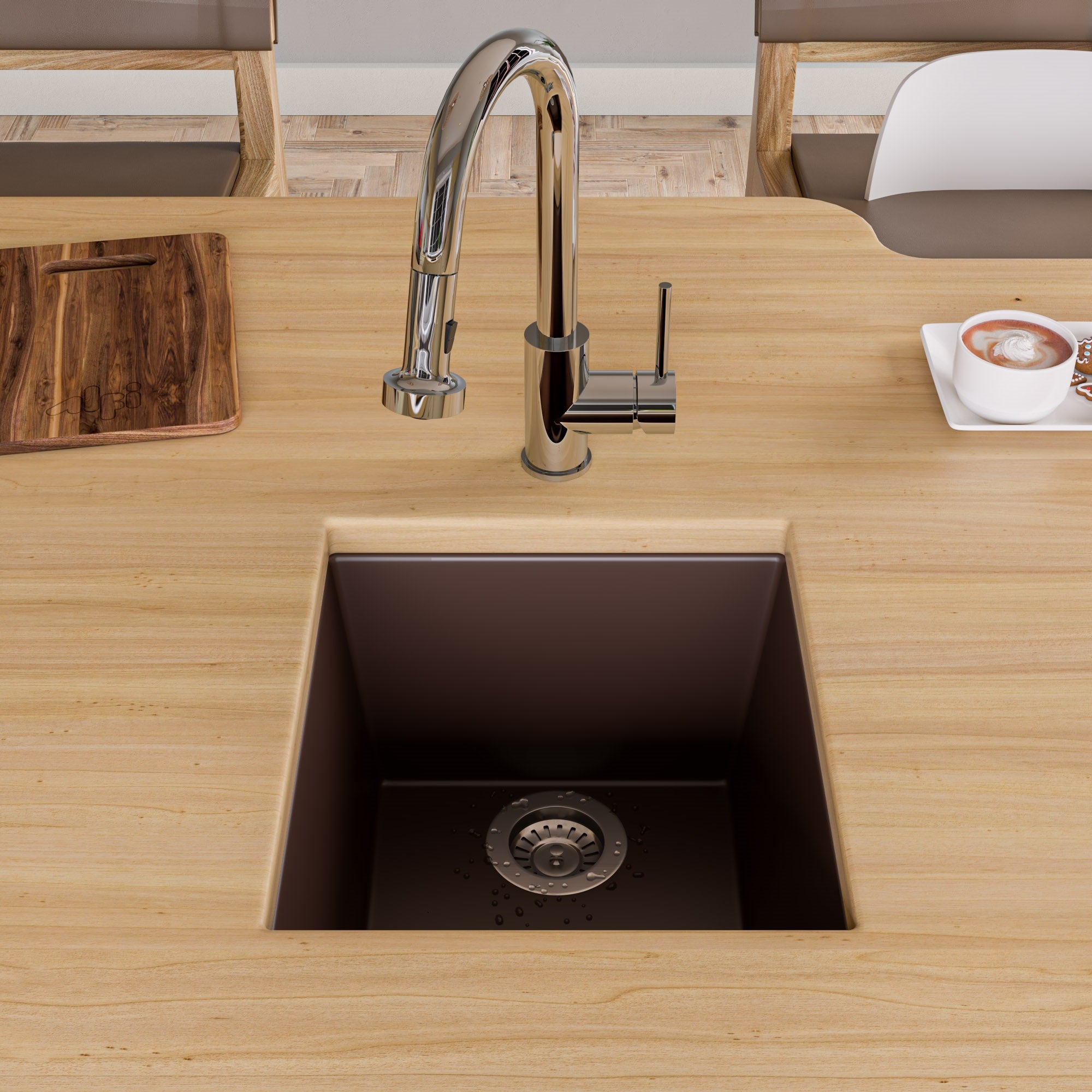 Alternate Image for ALFI brand AB1720UM-C Chocolate 17" Undermount Rectangular Granite Composite Kitchen Prep Sink
