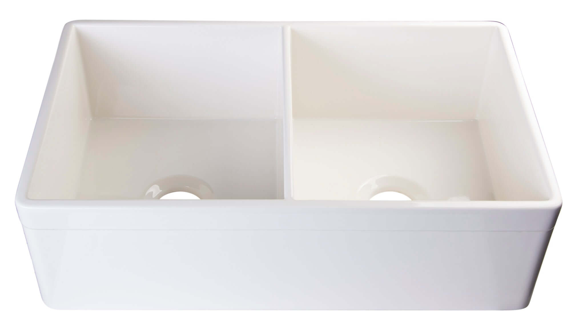 Alternate Image for ALFI 32" Double Bowl Fireclay Farmhouse Apron Sink, Biscuit, AB539-B
