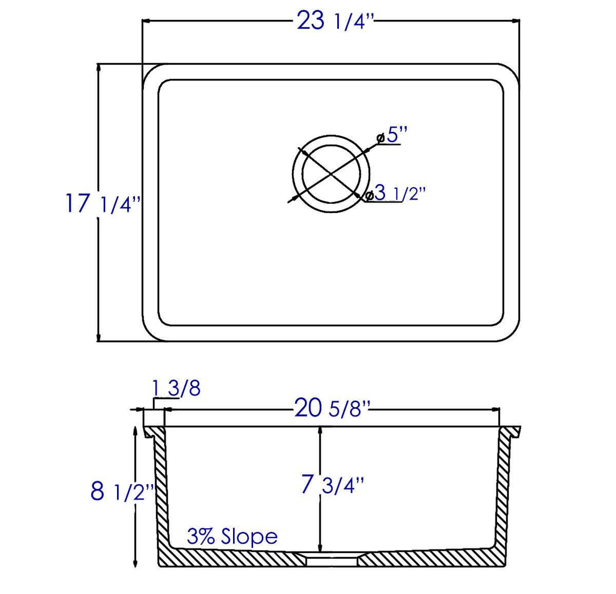 Alternate Image for ALFI brand AB2317 23" White Fireclay Undermount Kitchen Sink