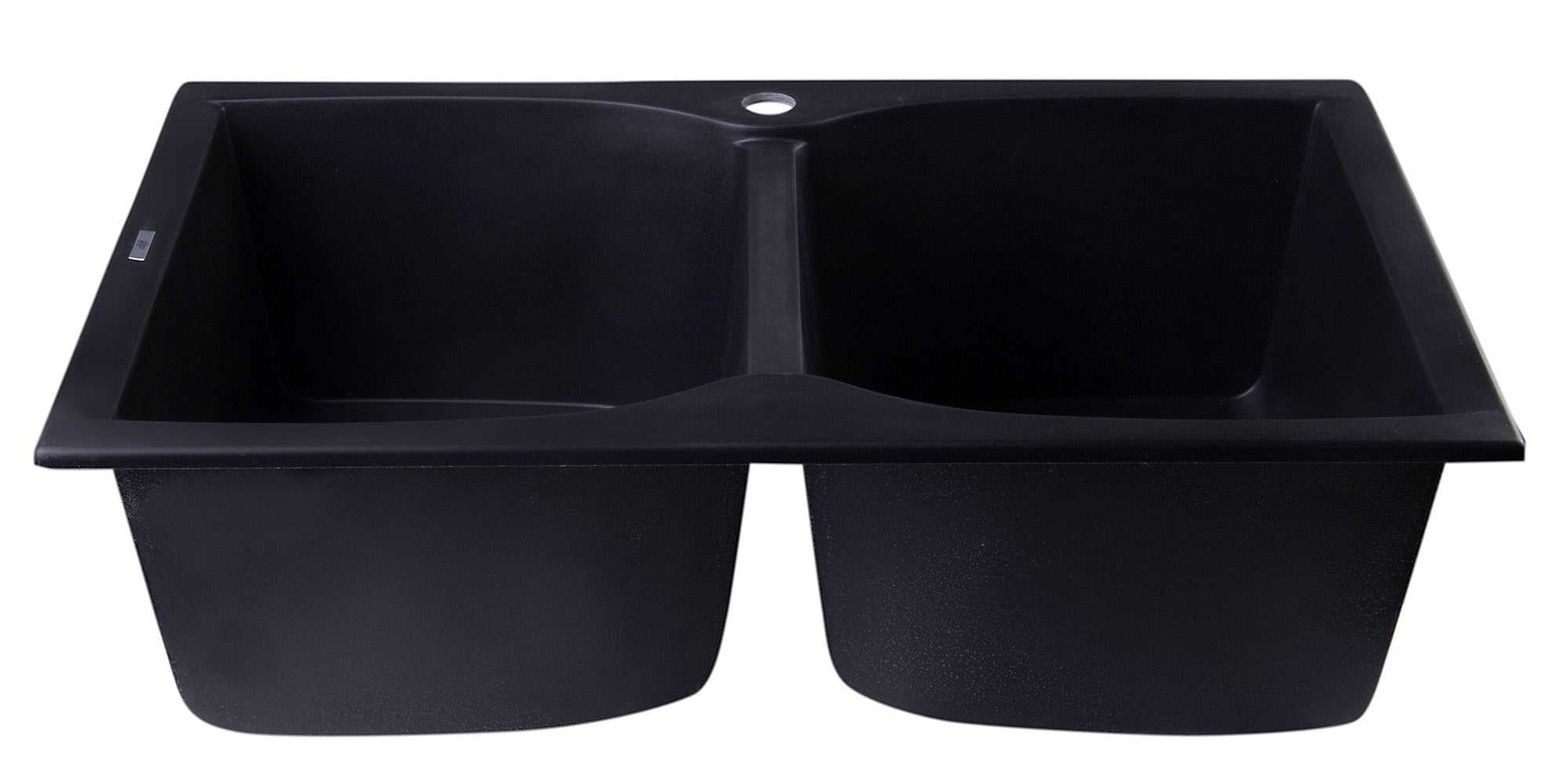 Alternate Image for ALFI Black 32" Drop-In Double Bowl Granite Composite Kitchen Sink, AB3220DI-BLA