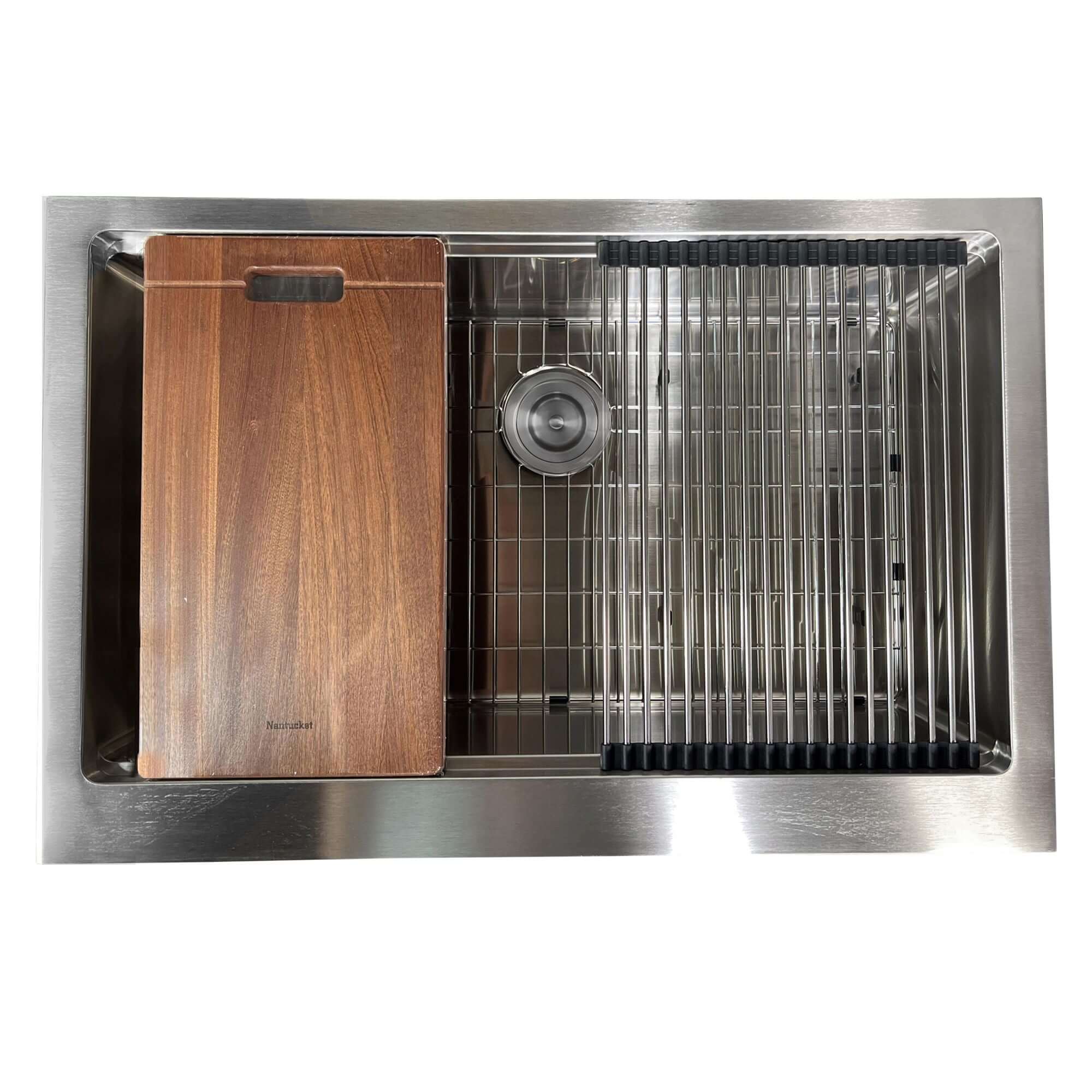 Alternate Image for Nantucket Sinks Pro Series 33" 304 Stainless Steel Workstation Farmhouse Sink with Accessories, 16 Gauge, AP-PS-3221-16