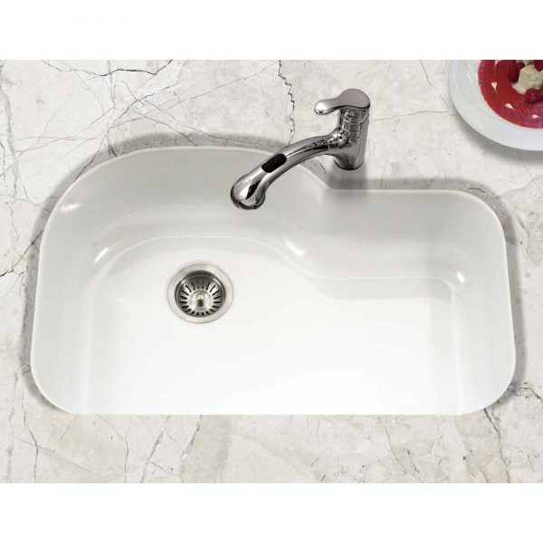 Alternate Image for Houzer 31" Porcelain Enamel Steel Undermount Single Bowl Kitchen Sink, White, PCH-3700 WH