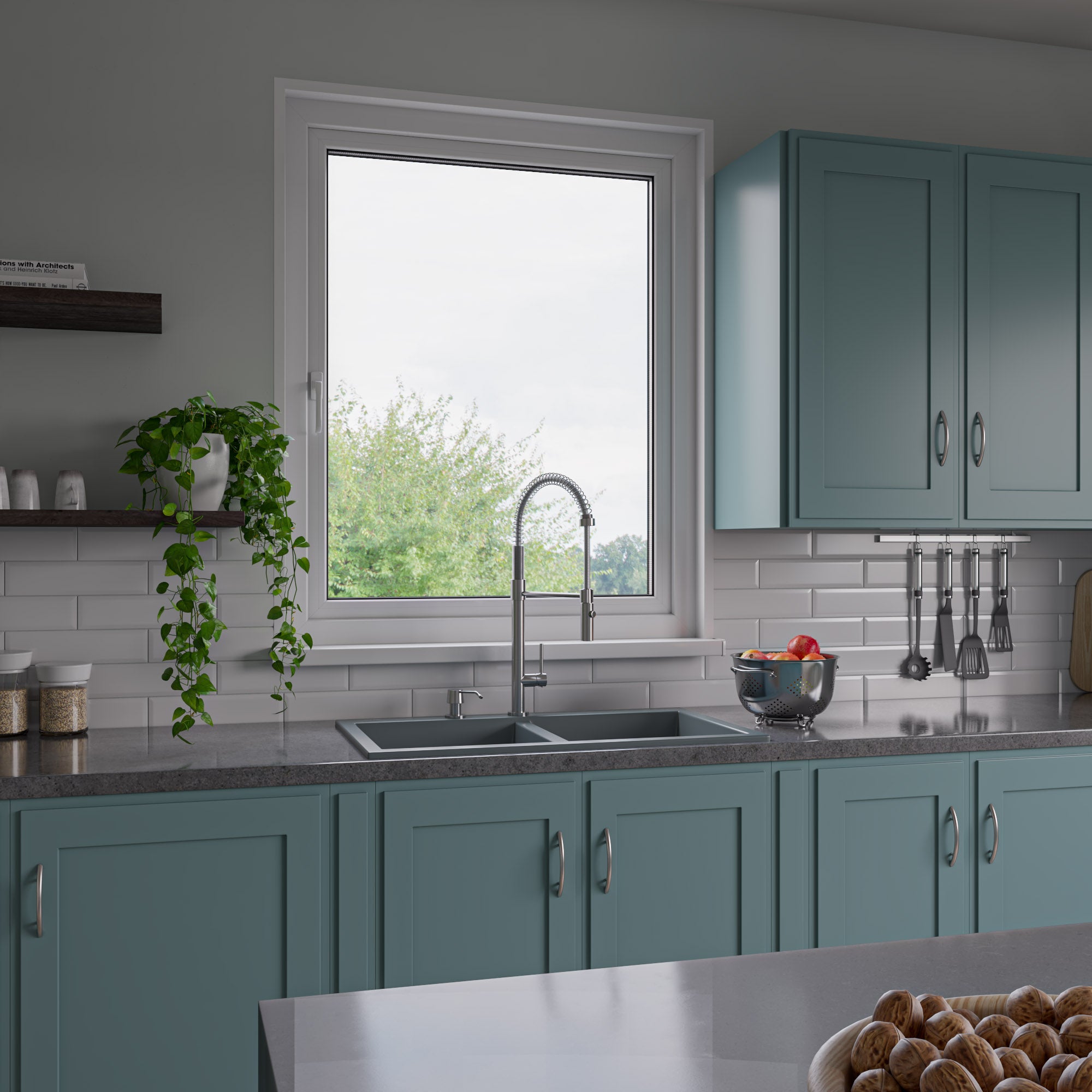 Alternate Image for ALFI brand AB3420DI-T Titanium 34" Drop-In Double Bowl Granite Composite Kitchen Sink