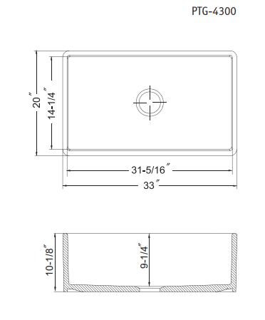Alternate Image for Houzer 33" Fireclay Single Bowl Farmhouse Kitchen Sink, Black, Platus Series, PTG-4300 BL