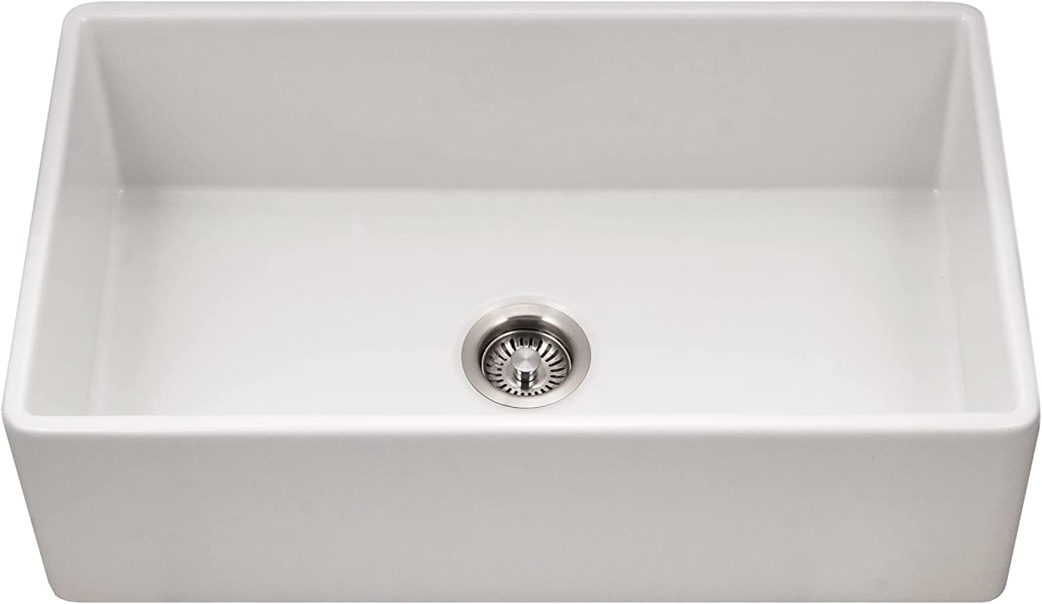 Houzer Platus 18" Fireclay Farmhouse Sink, White, PTG-4318 WH