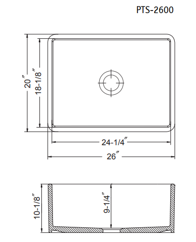 Alternate Image for Houzer 26" Fireclay Single Bowl Farmhouse Kitchen Sink, White, Platus Series, PTS-2600 WH