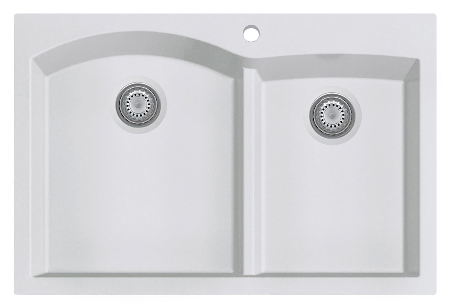 Alternate Image for ALFI White 33" Double Bowl Drop In Granite Composite Kitchen Sink, AB3320DI-W