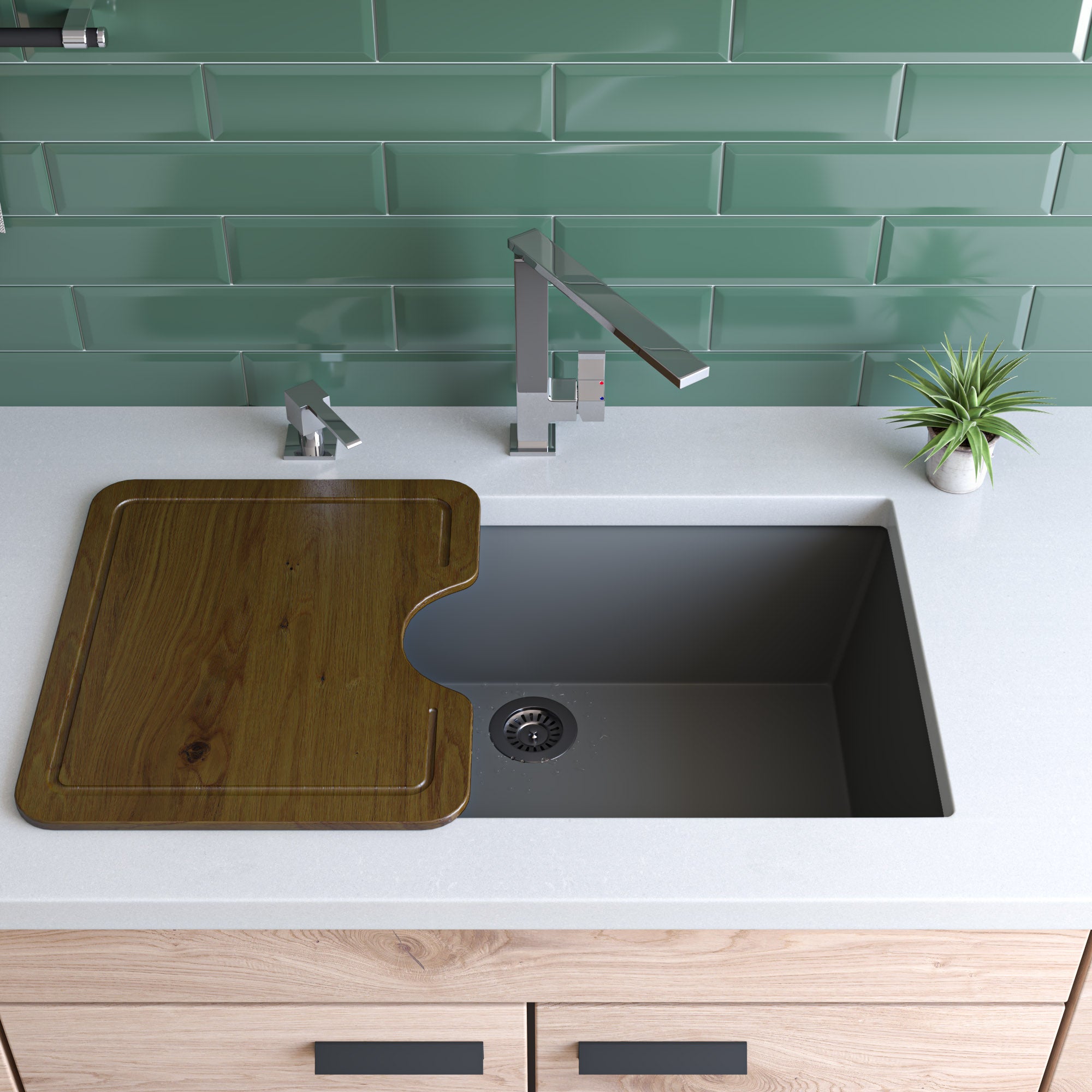 Alternate Image for ALFI brand AB3020UM-T Titanium 30" Undermount Single Bowl Granite Composite Kitchen Sink