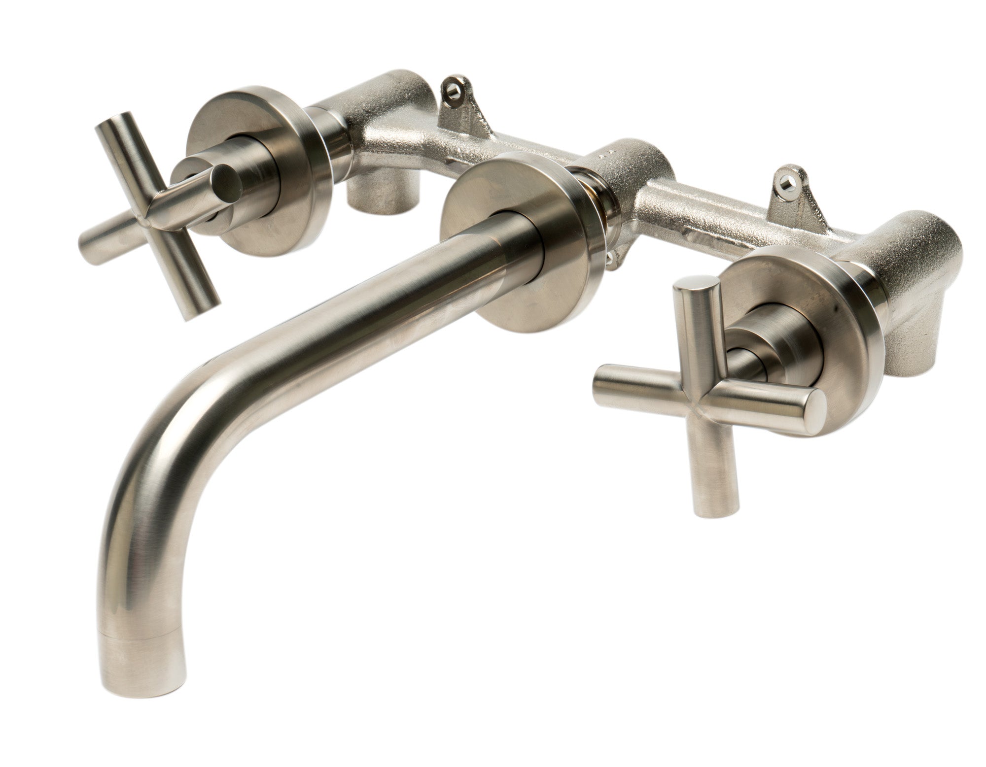 Alternate Image for ALFI brand AB1035-BN Brushed Nickel 8" Widespread Wall-Mounted Cross Handle Faucet