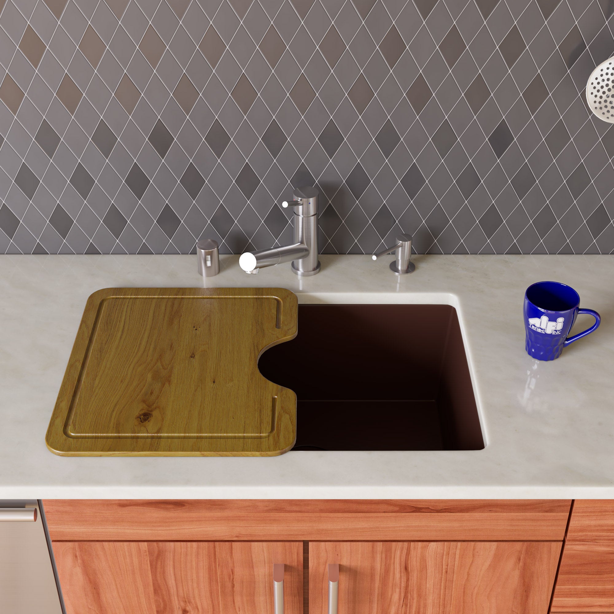 Alternate Image for ALFI brand AB2420UM-C Chocolate 24" Undermount Single Bowl Granite Composite Kitchen Sink