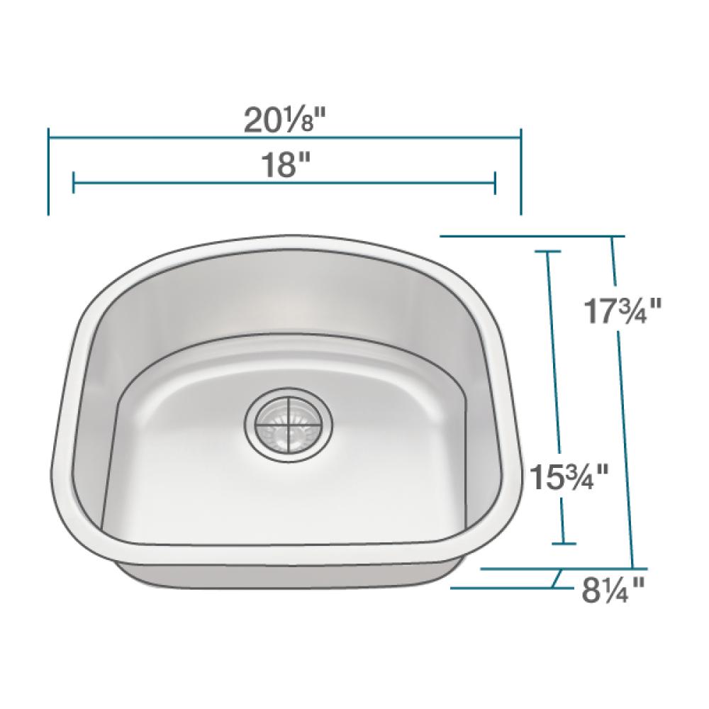 Alternate Image for Rene 20" Stainless Steel Kitchen Sink, 16 Gauge, R1-1017-16