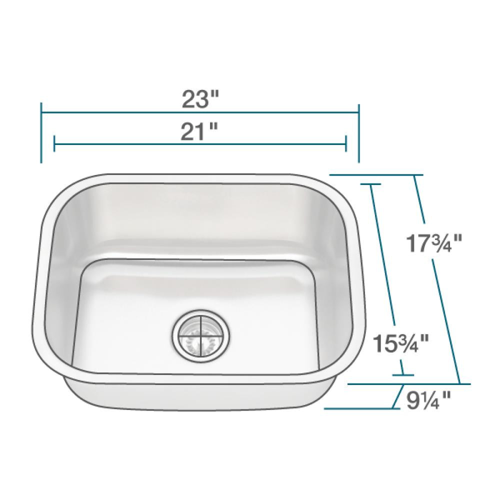Alternate Image for Rene 23" Stainless Steel Kitchen Sink, 16 Gauge, R1-1018-16