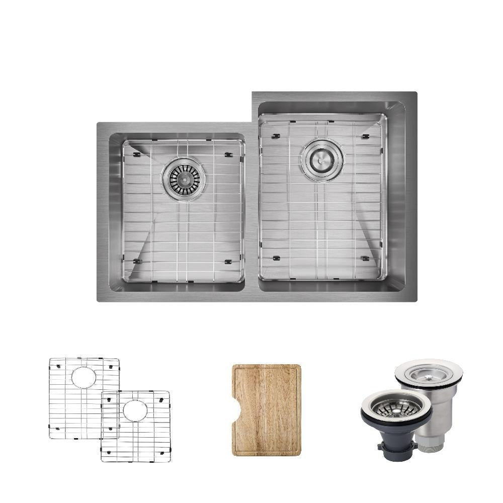 Alternate Image for Rene 31" Stainless Steel Kitchen Sink, 45/55 Double Bowl, 18 Gauge, R1-1022R-18