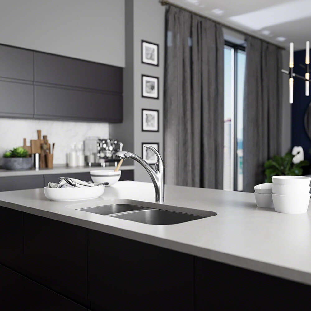 Alternate Image for Rene 32" Stainless Steel Kitchen Sink, 30/70 Double Bowl, 16 Gauge, R1-1024BR-16