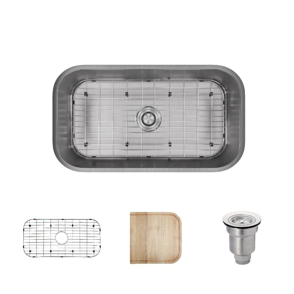 Rene 32" Stainless Steel Kitchen Sink, 16 Gauge, R1-1024C-16