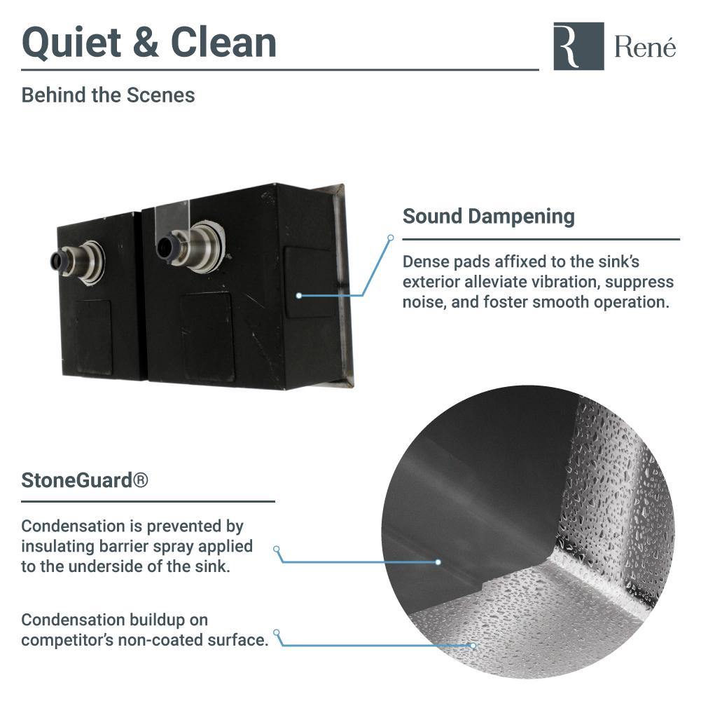 Alternate Image for Rene 32" Stainless Steel Kitchen Sink, 55/45 Double Bowl, 16 Gauge, R1-1026L-16