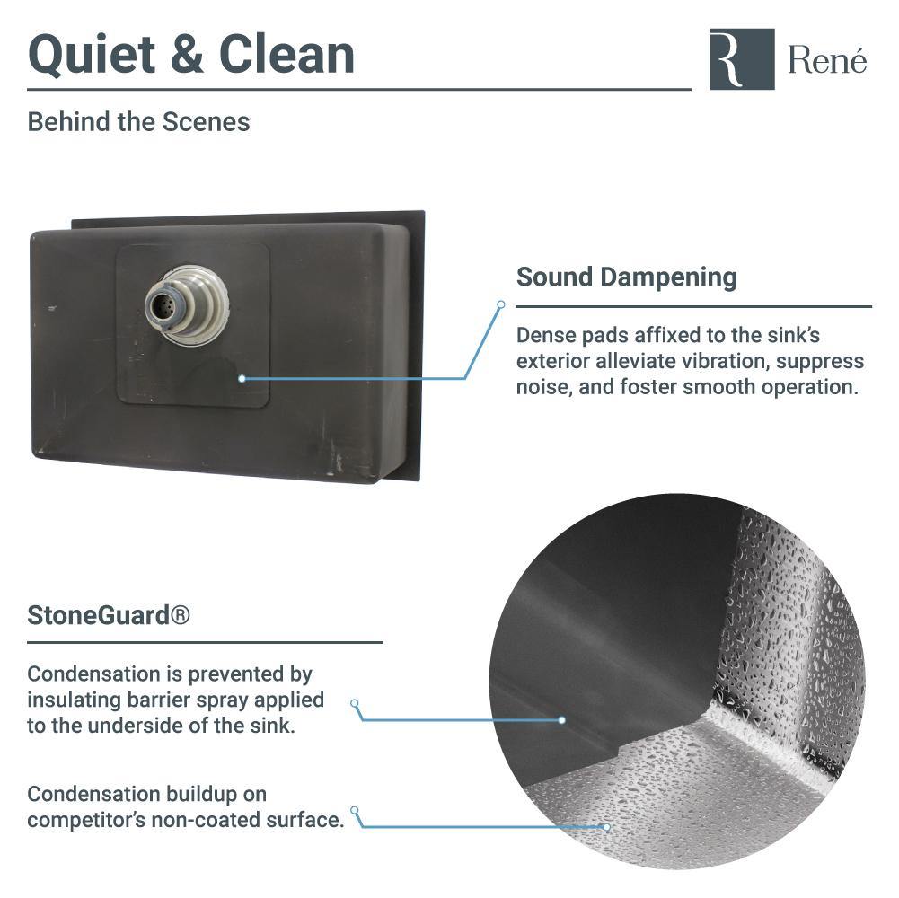 Alternate Image for Rene 28" Stainless Steel Kitchen Sink, 18 Gauge, R1-1035S-18