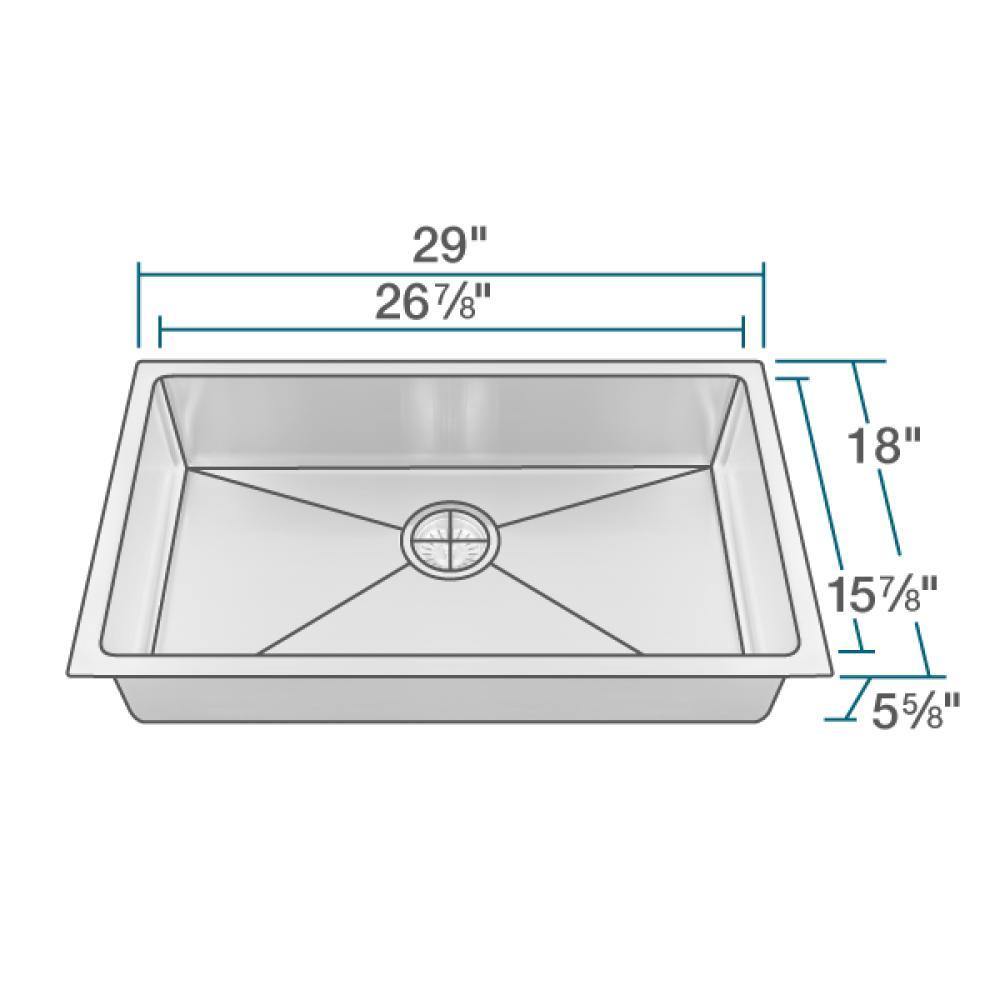 Alternate Image for Rene 29" Stainless Steel Kitchen Sink, 18 Gauge, R1-1036S-18