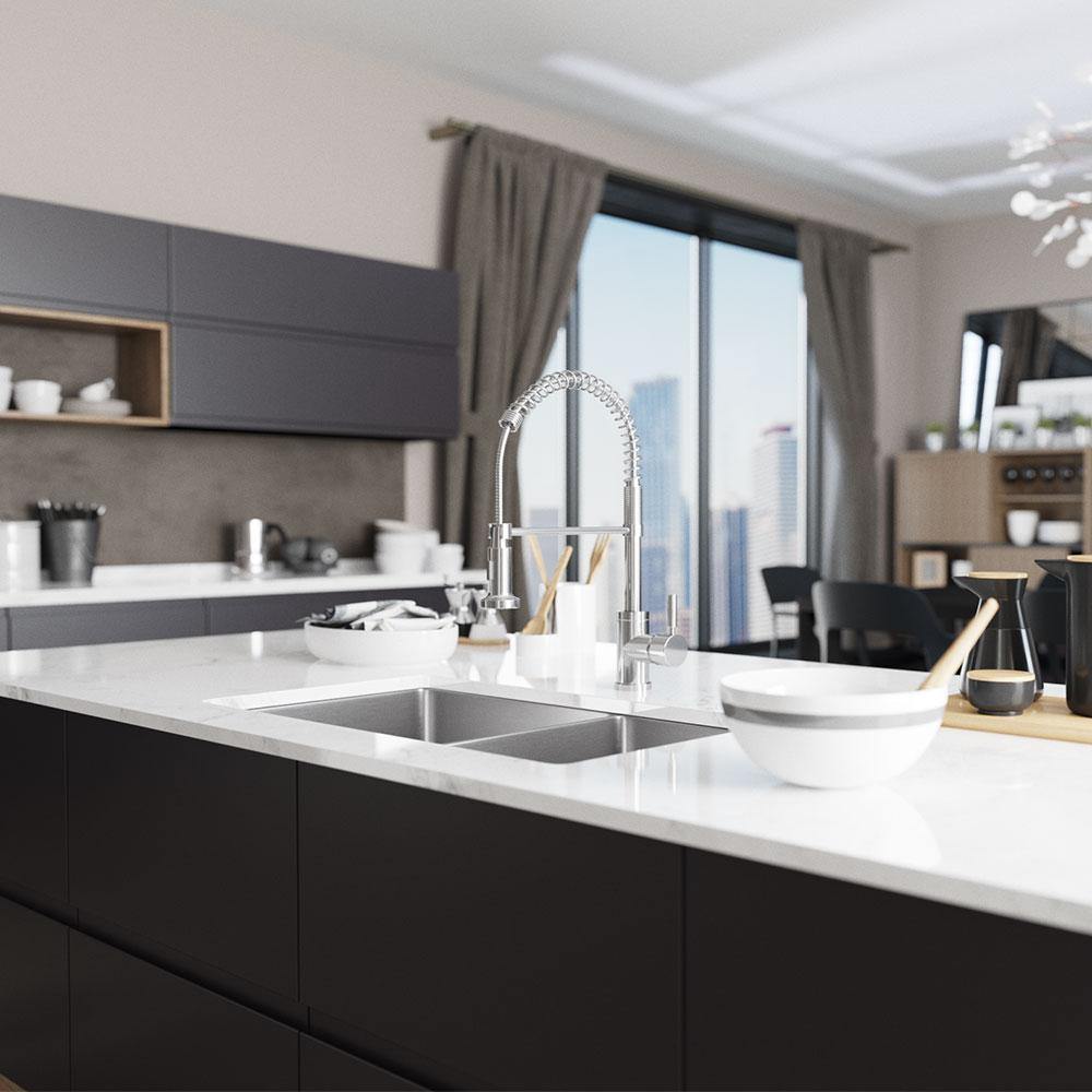 Alternate Image for Rene 31" Stainless Steel Kitchen Sink, 60/40 Double Bowl, 18 Gauge, R1-1037L-18