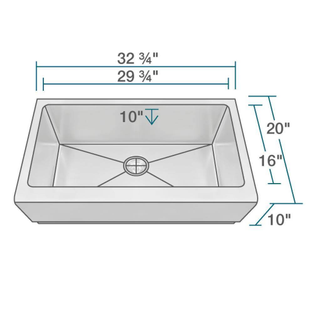 Alternate Image for Rene 33" Stainless Steel Farmhouse Sink, 16 Gauge, R1-3001-16