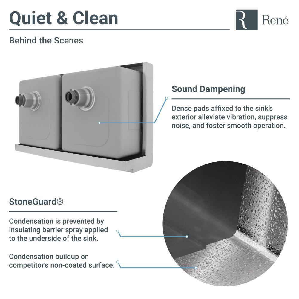 Alternate Image for Rene 33" Stainless Steel Farmhouse Sink, 50/50 Double Bowl, 16 Gauge, R1-3002-16