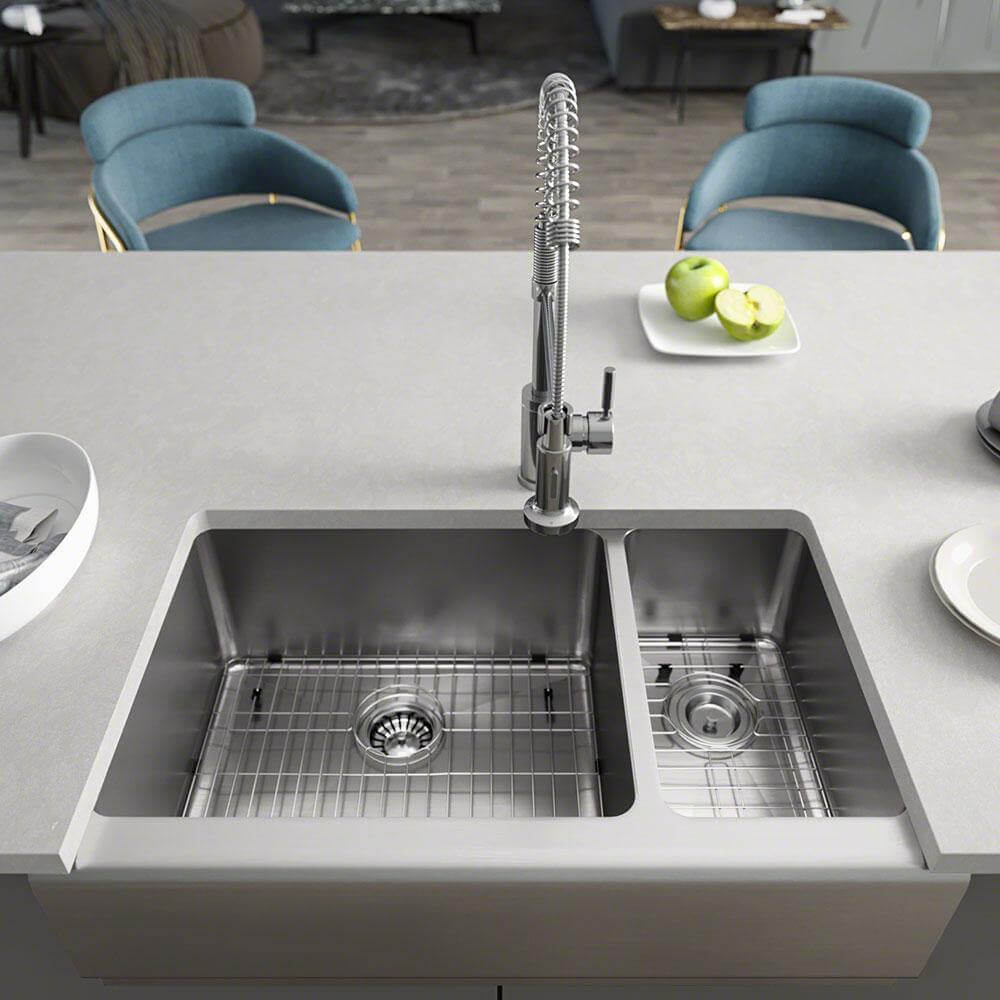 Alternate Image for Rene 33" Stainless Steel Farmhouse Sink, 70/30 Double Bowl, 16 Gauge, R1-3003L-16
