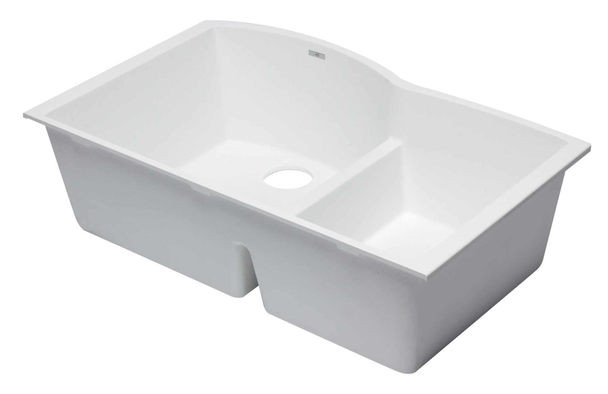 Alternate Image for ALFI White 33" Double Bowl Undermount Granite Composite Kitchen Sink, AB3320UM-W