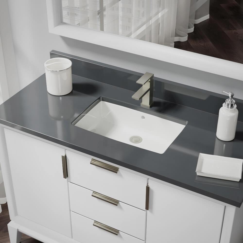 Alternate Image for Rene 22" Rectangle Porcelain Bathroom Sink, Biscuit, R2-1001-B-PUD-BN