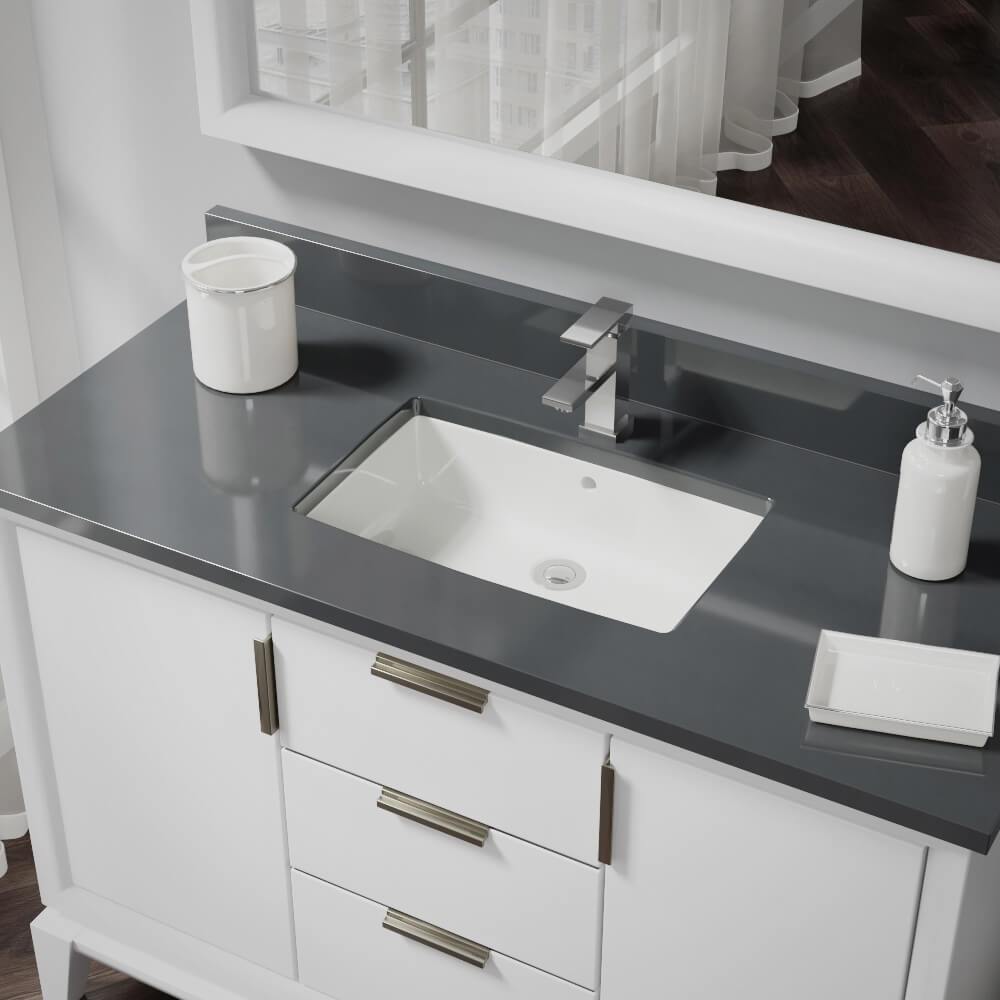 Alternate Image for Rene 22" Rectangle Porcelain Bathroom Sink, Biscuit, R2-1001-B-PUD-C