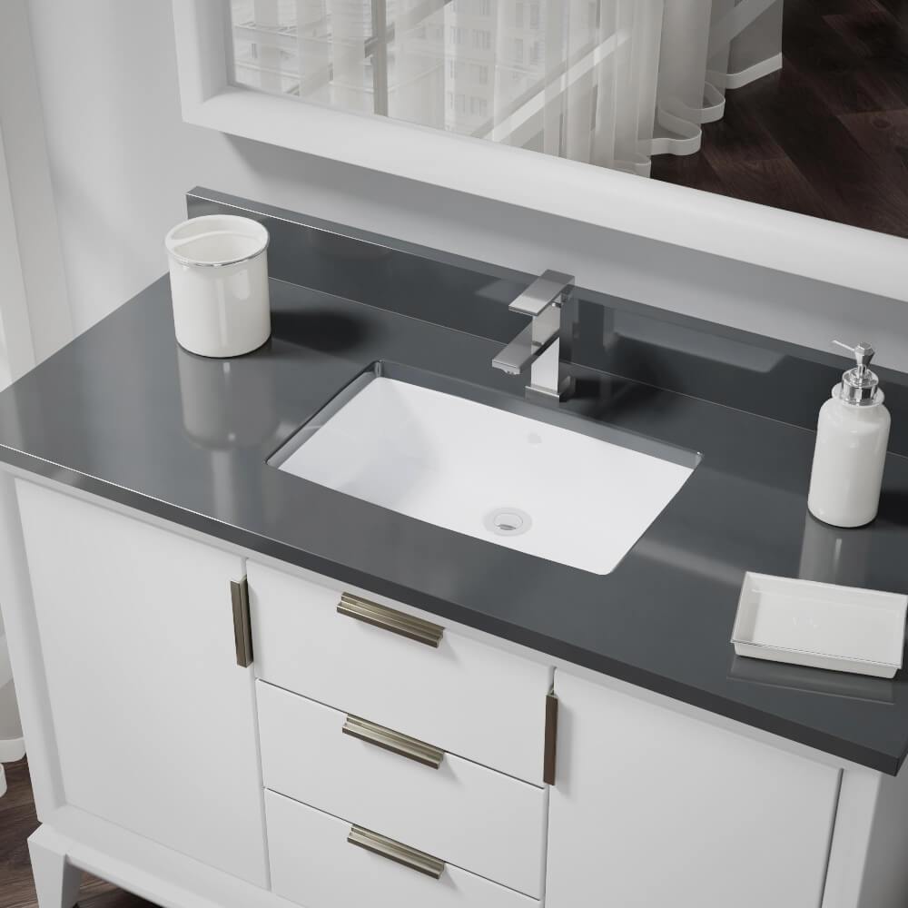 Alternate Image for Rene 22" Rectangle Porcelain Bathroom Sink, White, R2-1001-W-PUD-C