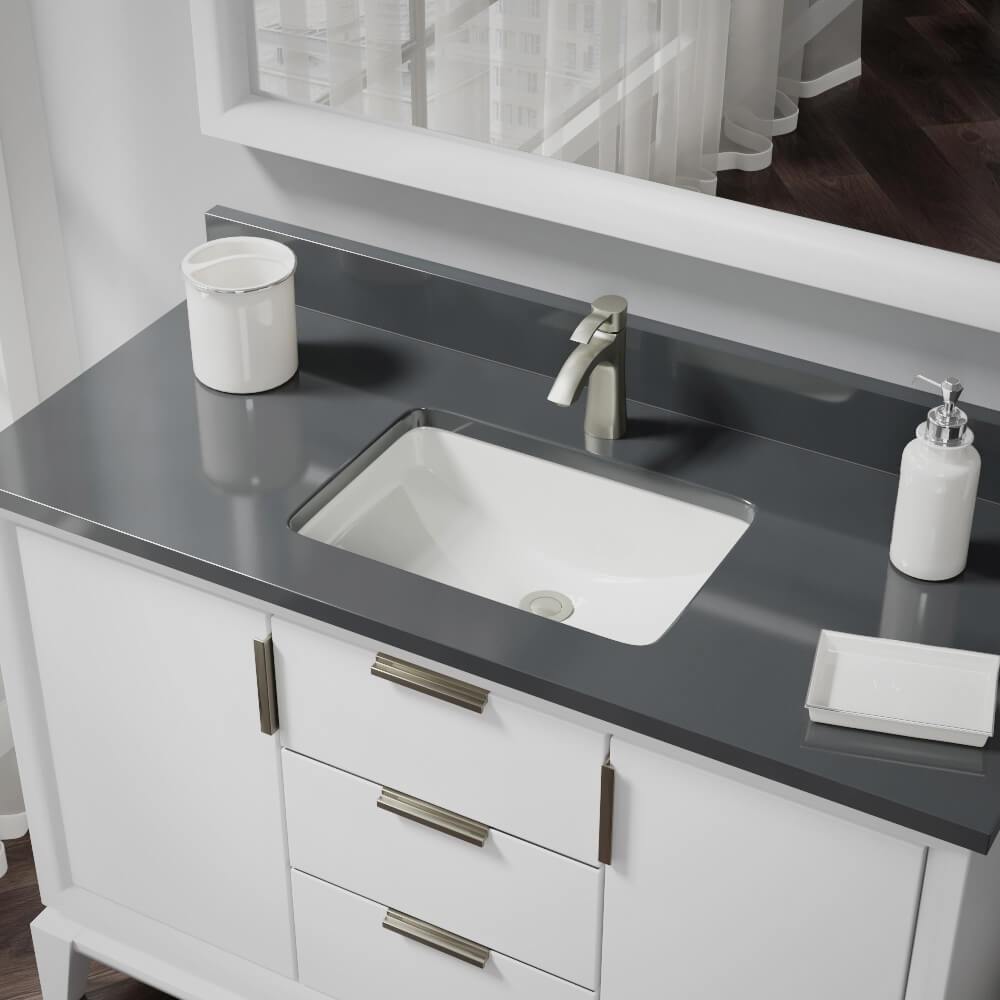 Alternate Image for Rene 21" Rectangle Porcelain Bathroom Sink, Biscuit, R2-1002-B-PUD-BN
