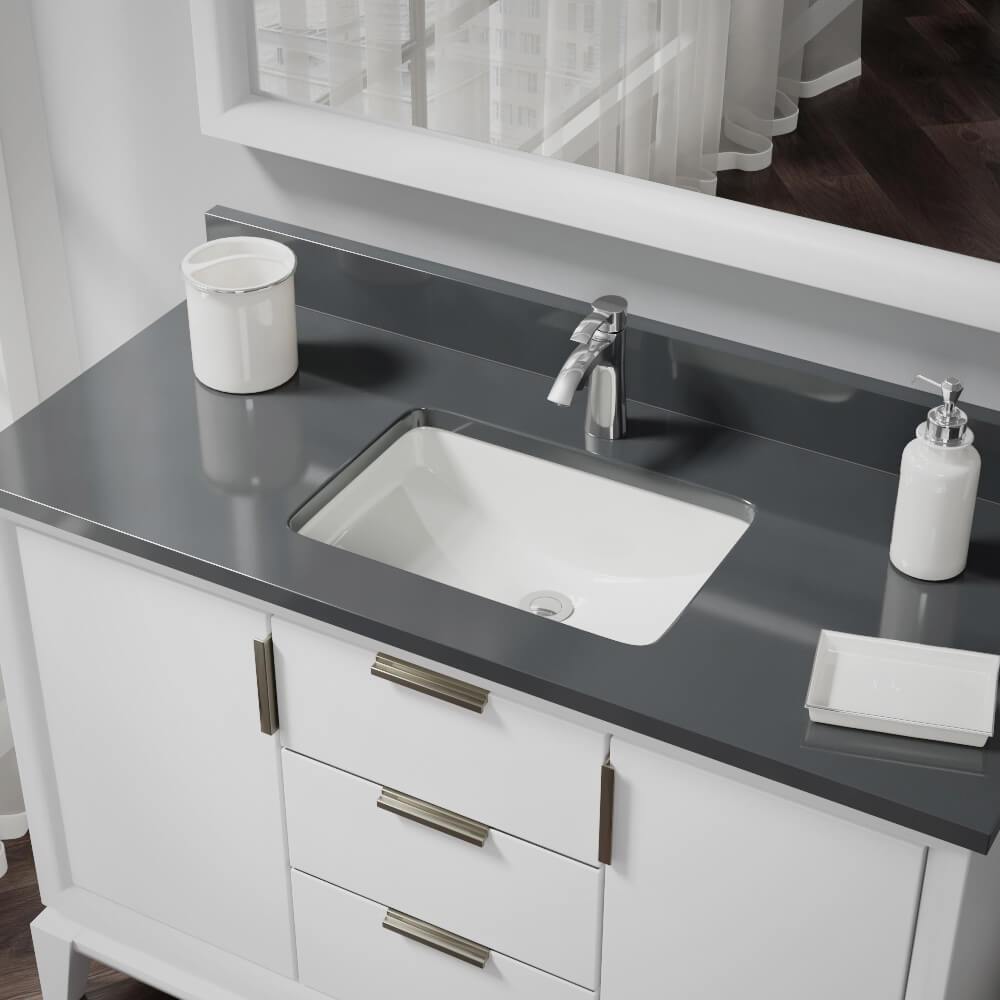 Alternate Image for Rene 21" Rectangle Porcelain Bathroom Sink, Biscuit, R2-1002-B-PUD-C