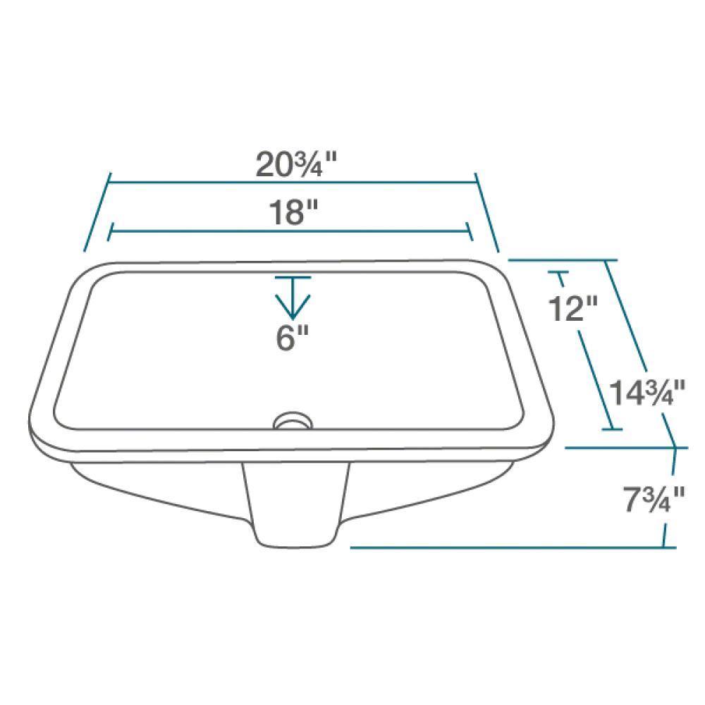 Alternate Image for Rene 21" Rectangle Porcelain Bathroom Sink, Biscuit, R2-1002-B-PUD-C