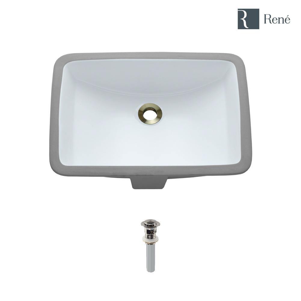 Alternate Image for Rene 21" Rectangle Porcelain Bathroom Sink, White, R2-1002-W-PUD-BN