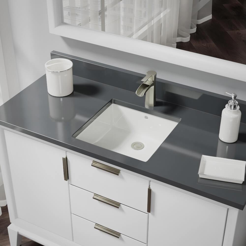 Alternate Image for Rene 17" Rectangle Porcelain Bathroom Sink, Biscuit, R2-1003-B-PUD-BN