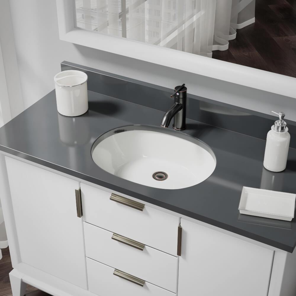 Alternate Image for Rene 22" Oval Porcelain Bathroom Sink, Biscuit, R2-1005-B-PUD-ABR